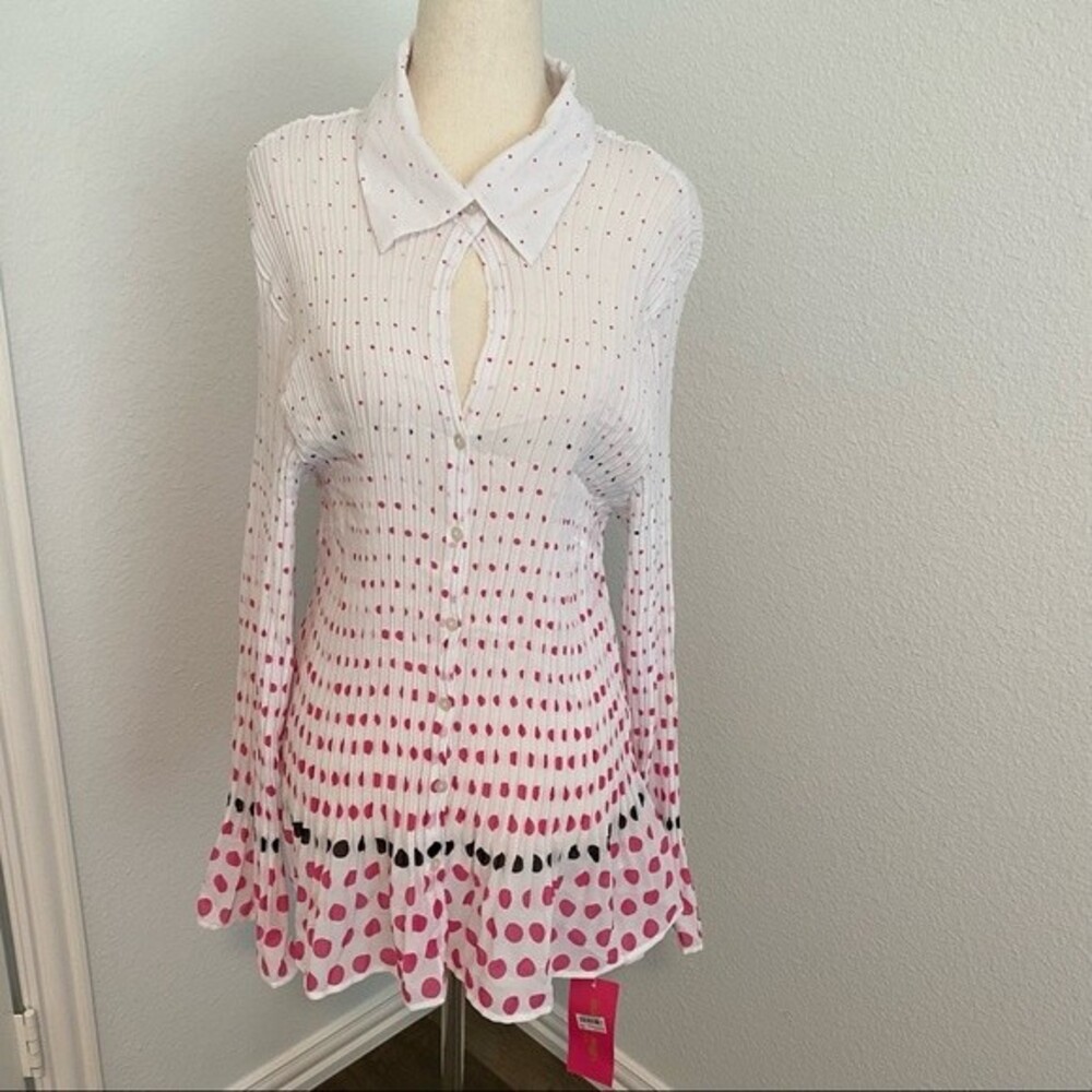 NWT  Sunny Leigh Pink Black White L Sleeve Sexy Glam Lightweight Size 3X